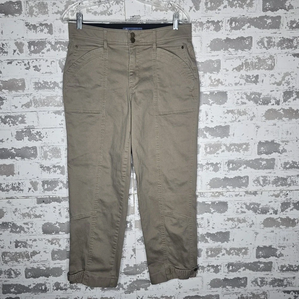 Democracy Jeans Womens 10 Ab-Solution Tapered Utility Pant With Snap‎ Hem Walnut